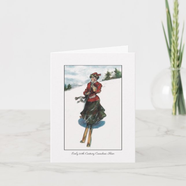 Canadian Woman Skier - Vintage Thank You Card (Front)