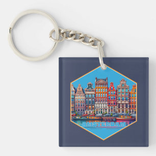 Canal Amsterdam Netherland Europe Key Ring
