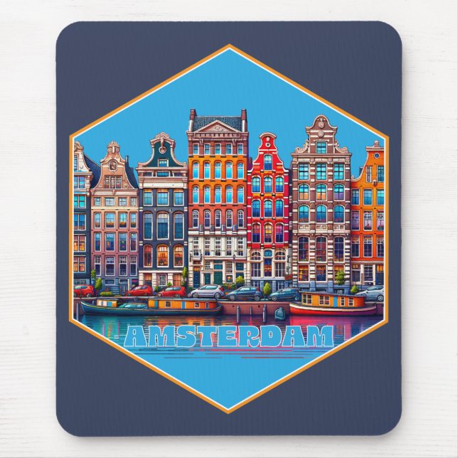 Canal Amsterdam Netherland Europe Mouse Mat (Front)