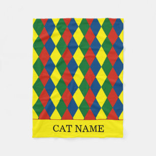 Canal Boat Diamond Patterned Cat Fleece Blanket