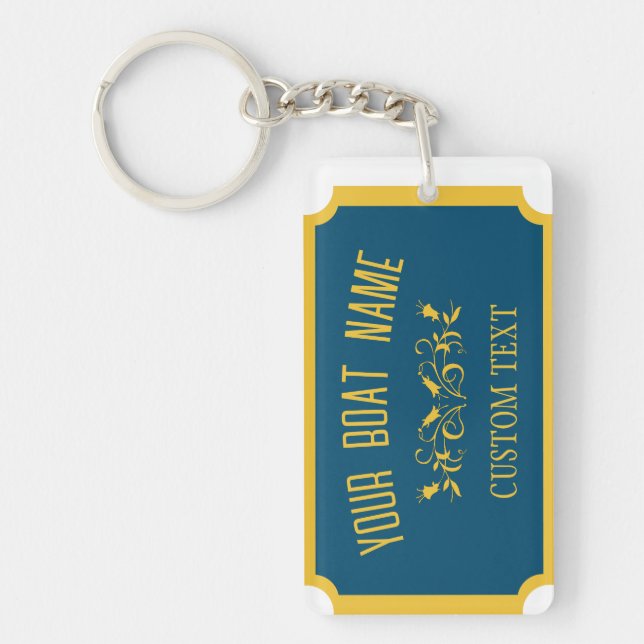 Canal Boat Traditional Custom Boat Name Sign Key Ring (Front)