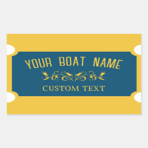 Canal Boat Traditional Custom Boat Name Sign Rectangular Sticker