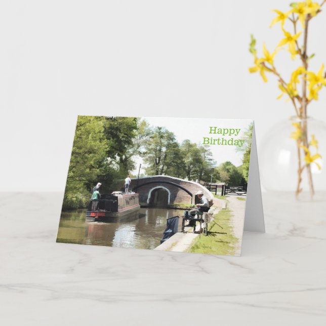 CANAL BOATS CARD (Yellow Flower)