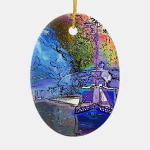 CANAL BOATS CERAMIC TREE DECORATION