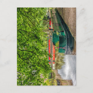 Canal boats in Uppermill canal basin, Oldham Postcard