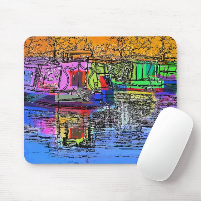 CANAL BOATS MOUSE MAT (With Mouse)