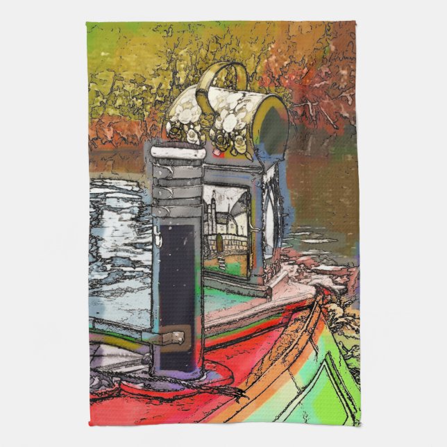 CANAL BOATS TEA TOWEL (Vertical)