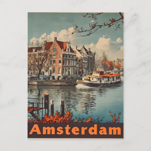Canal Charm: Vintage Amsterdam Postcard
