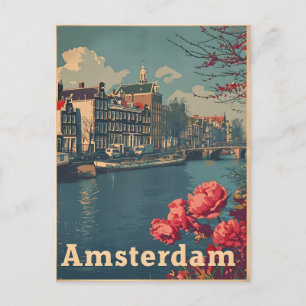 Canal Charm: Vintage Amsterdam Postcard