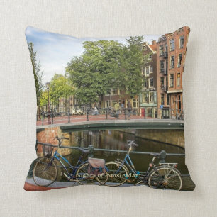 Canal Crossing and Bikes, Sights of Amsterdam Cushion