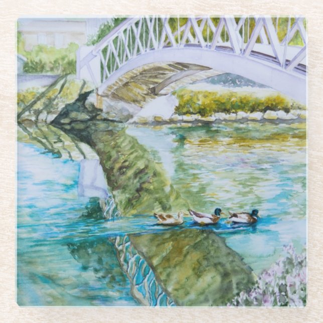 Canal Crossing Glass Coaster (Front)