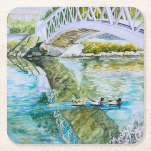 Canal Crossing Square Paper Coaster
