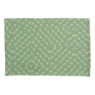 canal flowers green and cream pattern bywhacky pillowcase
