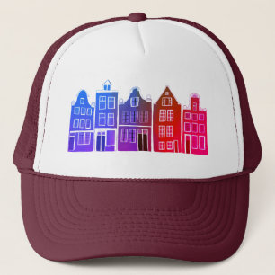 Canal House Colorfu Amsterdam Holland Dutch Travel Trucker Hat