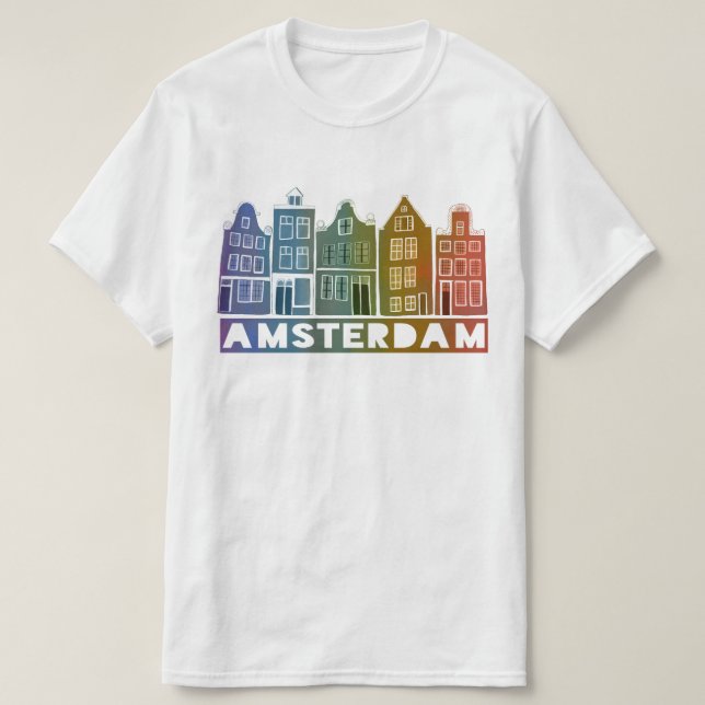 Canal House Row Amsterdam Holland Dutch Rainbow T-Shirt (Design Front)