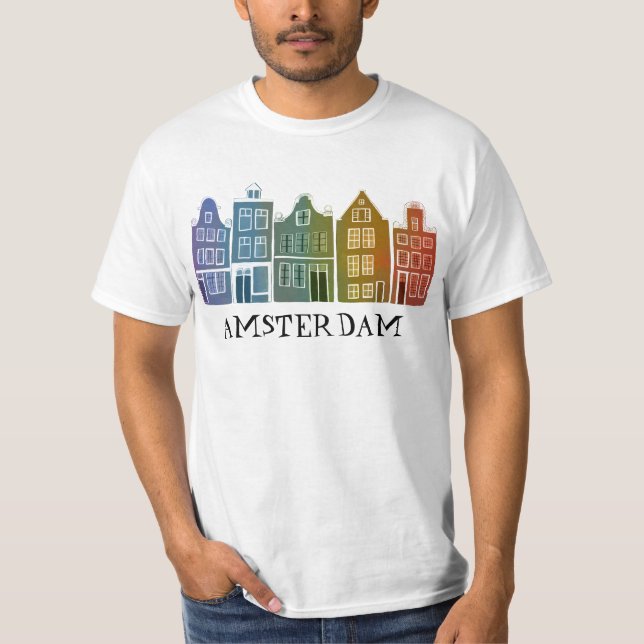 Canal House Row Amsterdam Holland Dutch Rainbow T-Shirt (Front)