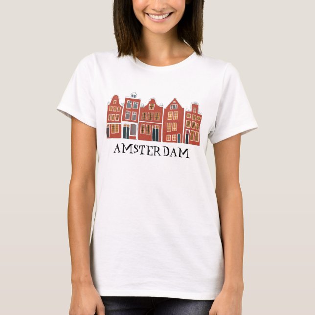 Canal House Row Amsterdam Holland Dutch Travel T-Shirt (Front)