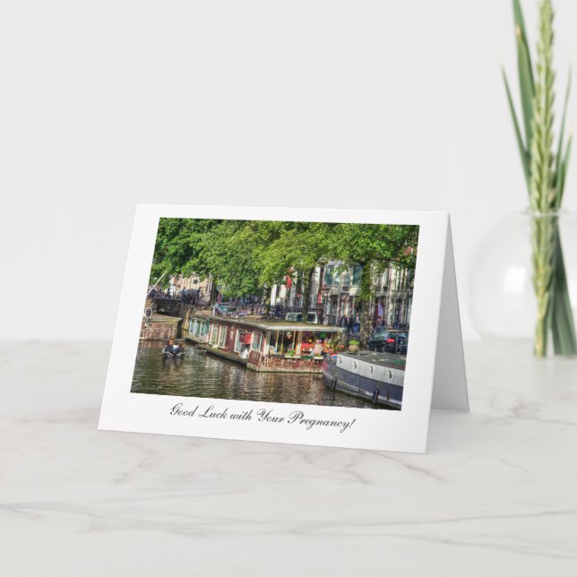 Canal Houseboat - Good Luck with Pregnancy Card (Front)