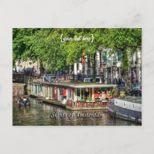 Canal Houseboat, Sights of Amsterdam Postcard