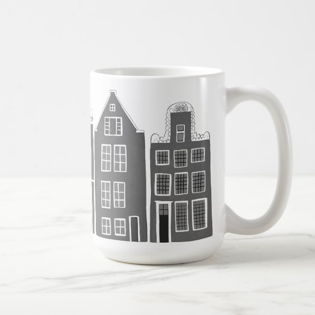 Canal Houses Row Amsterdam Holland Dutch Grey Coffee Mug (Right)
