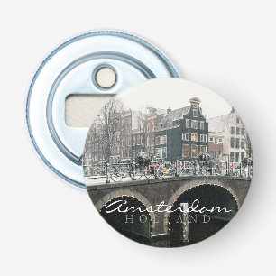 Canal in Amsterdam in winter Bottle Opener