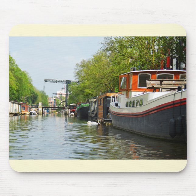 Canal in Amsterdam Mouse Mat (Front)
