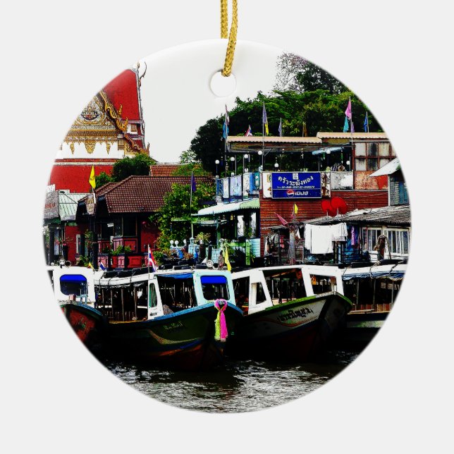 Canal In Bangkok Thailand Ceramic Tree Decoration (Front)