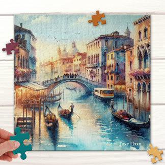 Canal in Venice Italy Watercolor Puzzle
