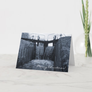 Canal lock Christmas Holiday Card
