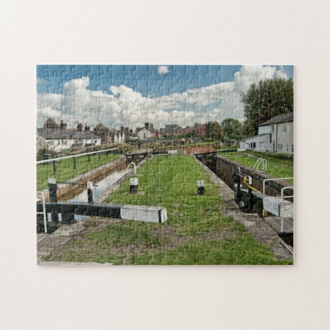 Canal Lock Picturesque English Country View Jigsaw Puzzle (Horizontal)