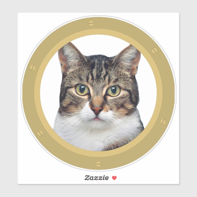 Canal Narrowboat Cat Porthole Decal (Sheet)