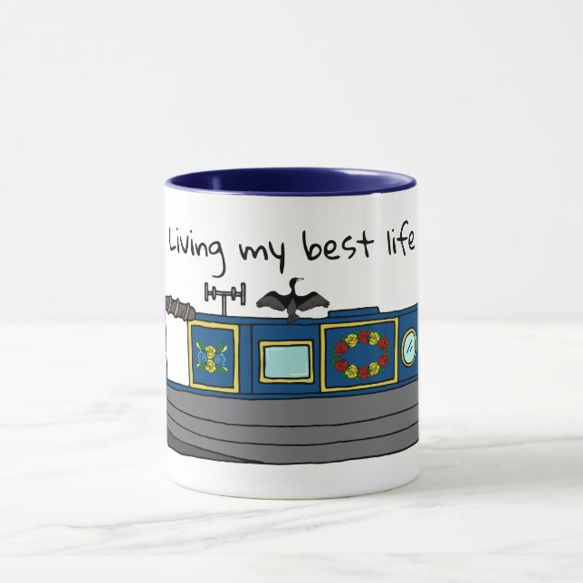Canal Narrowboat Owner Best Life Quote Mug (Center)