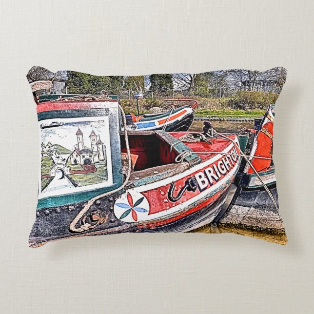 CANAL NARROWBOATS DECORATIVE CUSHION (Front)