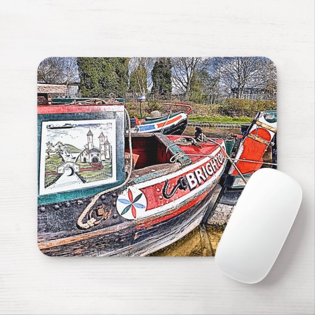 CANAL NARROWBOATS MOUSE MAT (With Mouse)