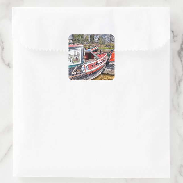 CANAL NARROWBOATS SQUARE STICKER (Bag)