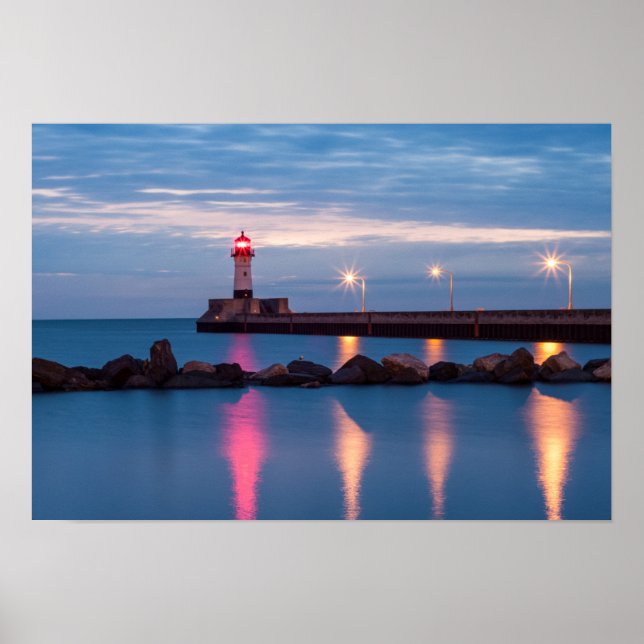 Canal Park Lighthouse at sunrise poster (Front)
