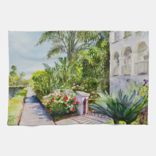 Canal Rose Garden Tea Towel