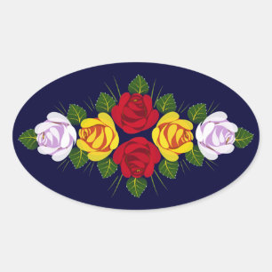 Canal roses oval sticker