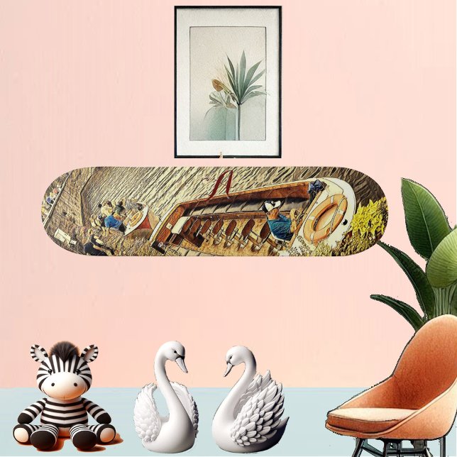 Canal Sail Boat Pathway Scenery Abstract Art Fun Skateboard (Canal Sail Boat Pathway Scenery Abstract Art Fun Skateboard)