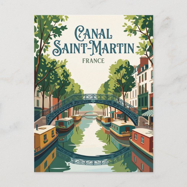 Canal Saint-Martin France Postcard (Front)