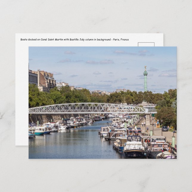 Canal Saint Martin - Paris Postcard (Front/Back)