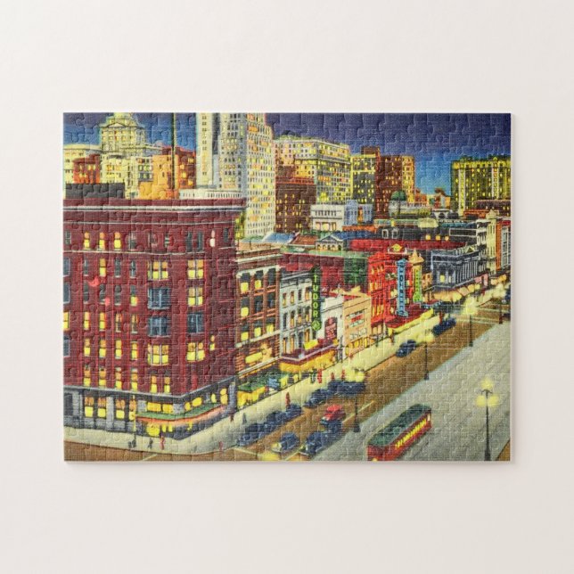 Canal Street at Night, New Orleans, Louisiana Jigsaw Puzzle (Horizontal)