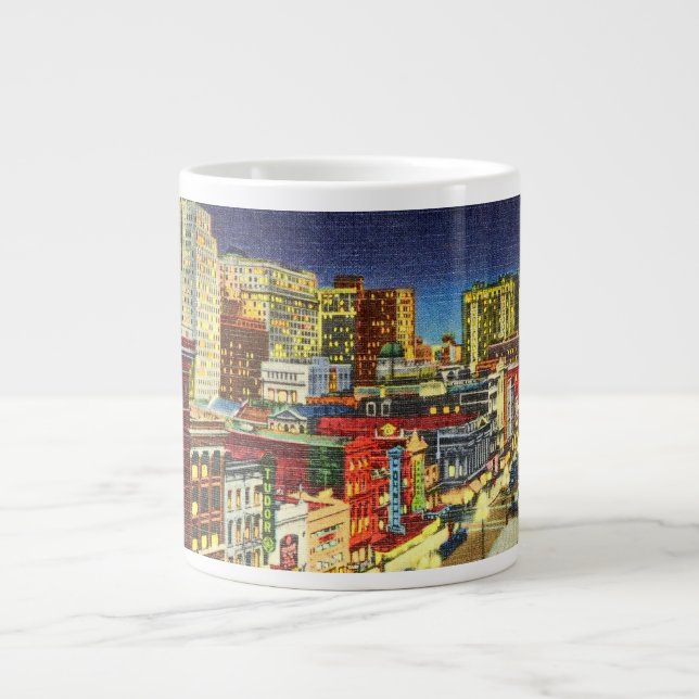 Canal Street at Night, New Orleans, Louisiana Large Coffee Mug (Front)