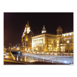 Canal & Three Graces, Pier Head, Liverpool, UK Photo Print
