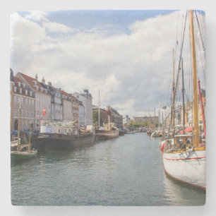 Canal with Boats Copenhagen Stone Coaster