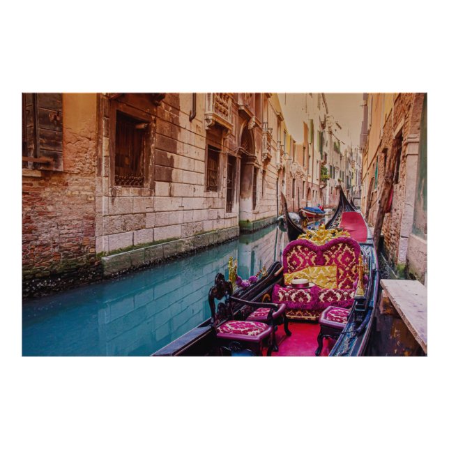 Canal with traditional gondola in Venice, Italy Photo Print (Front)