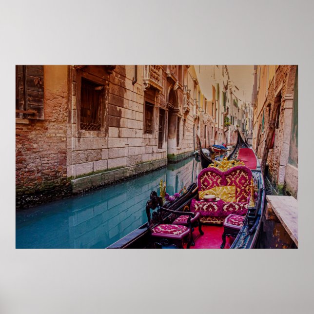 Canal with traditional gondola in Venice, Italy Poster (Front)