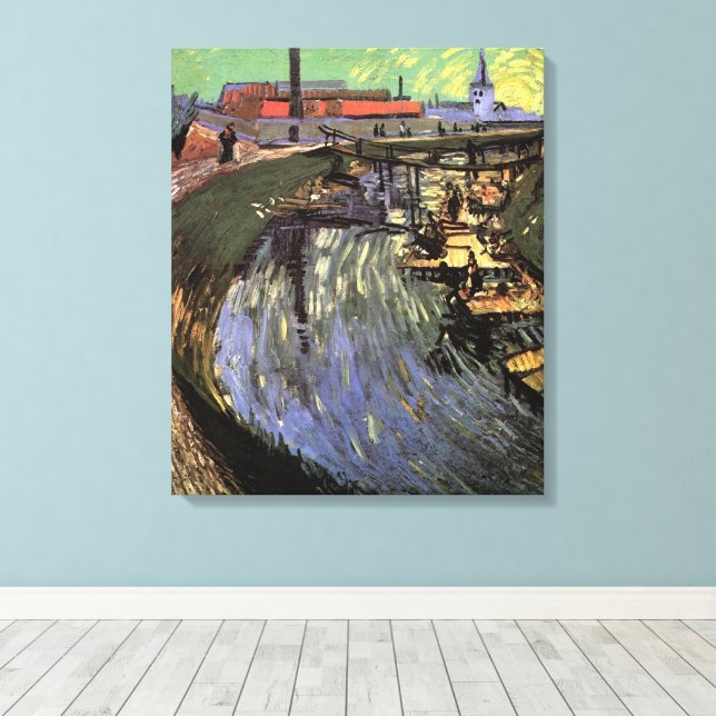 Canal with Women Washing by Vincent van Gogh Canvas Print (Insitu(Wood Floor))