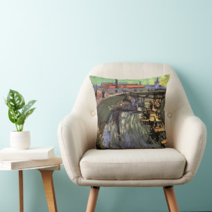 Canal with Women Washing by Vincent van Gogh Cushion