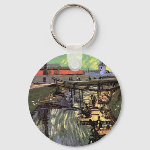 Canal with Women Washing by Vincent van Gogh Key Ring